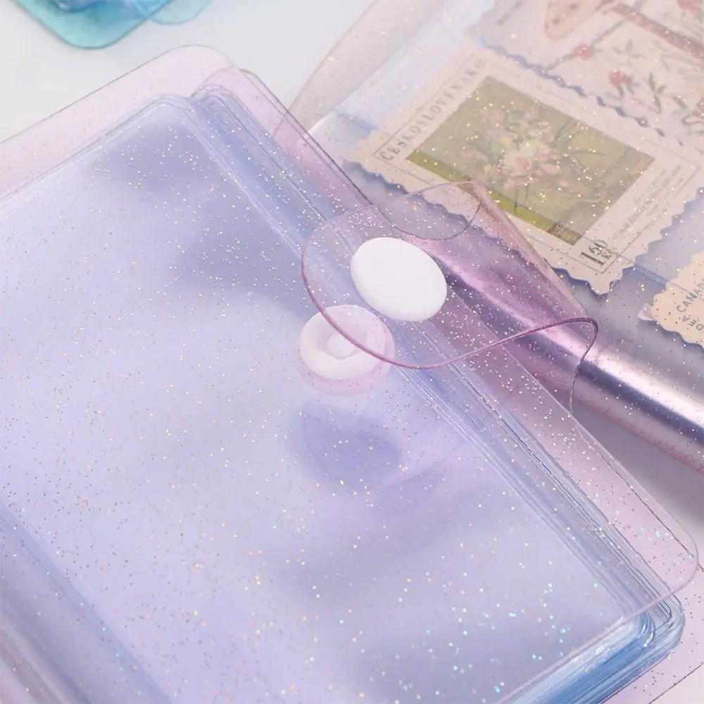 Cute Mini Photo Album Transparent 3-inch Cards Storage Bag Glitter Jelly Color Photography Card Stock Instax Album Card Holder