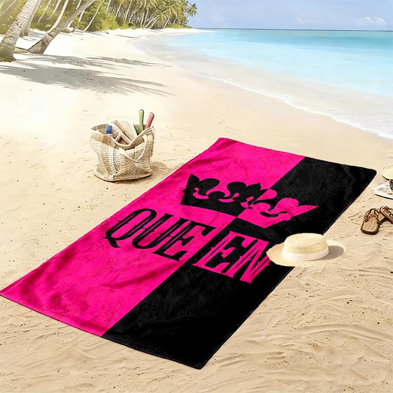King or Queen Print Beach Towel, Large Soft Quick Dry Towel for Beach Camping Swimming