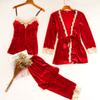 Velvet Pajama Set Women's 2 Piece Robe Pajama Set Pajamas Women's Winter Velvet Bathrobe Dress