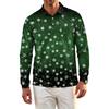 Men's Golf Shirt Long Sleeve Casual Christmas Print Quick-Dry Mesh Top