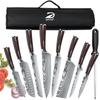 8pcs Professional Chef Knife Set with Roll Bag High Carbon Stainless Steel Kitchen Knife with Knife Sharpener, Dishwasher Safe