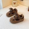 Children's retro leopard print training shoes 2025 winter new girls velvet casual shoes boys two cotton sports shoes