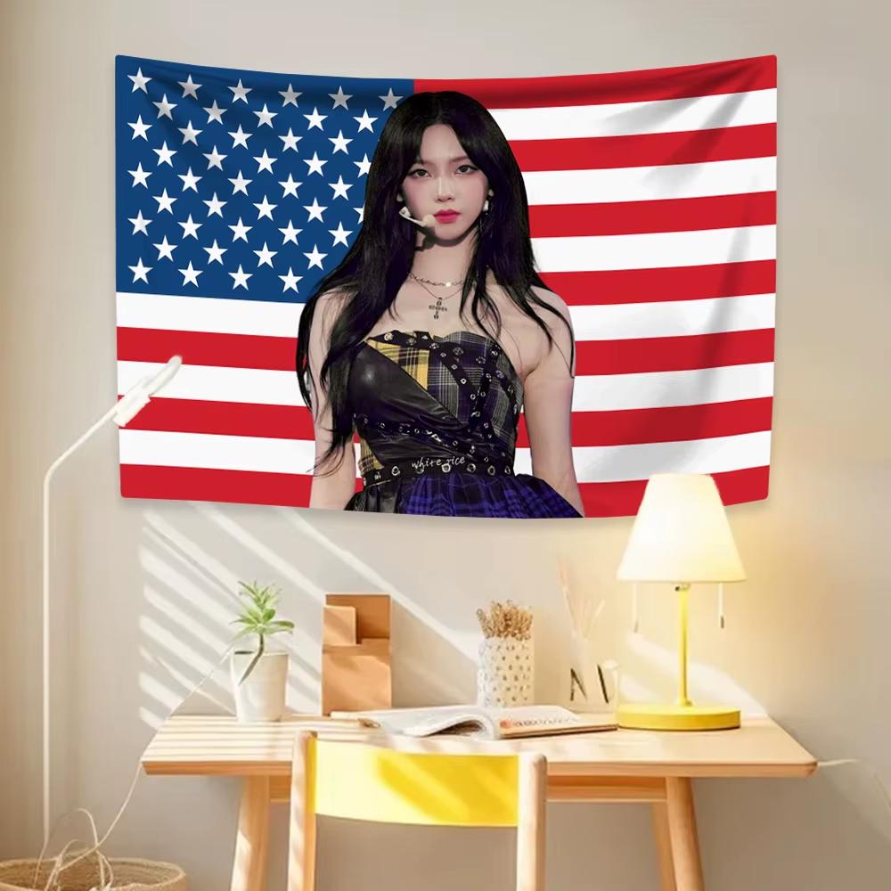 Kpop Idol Karinas Tapestry A-Aespas Girl Group Home Decoration Wall Hanging Bedroom Living Room Backdrop Cloth Concert Banner