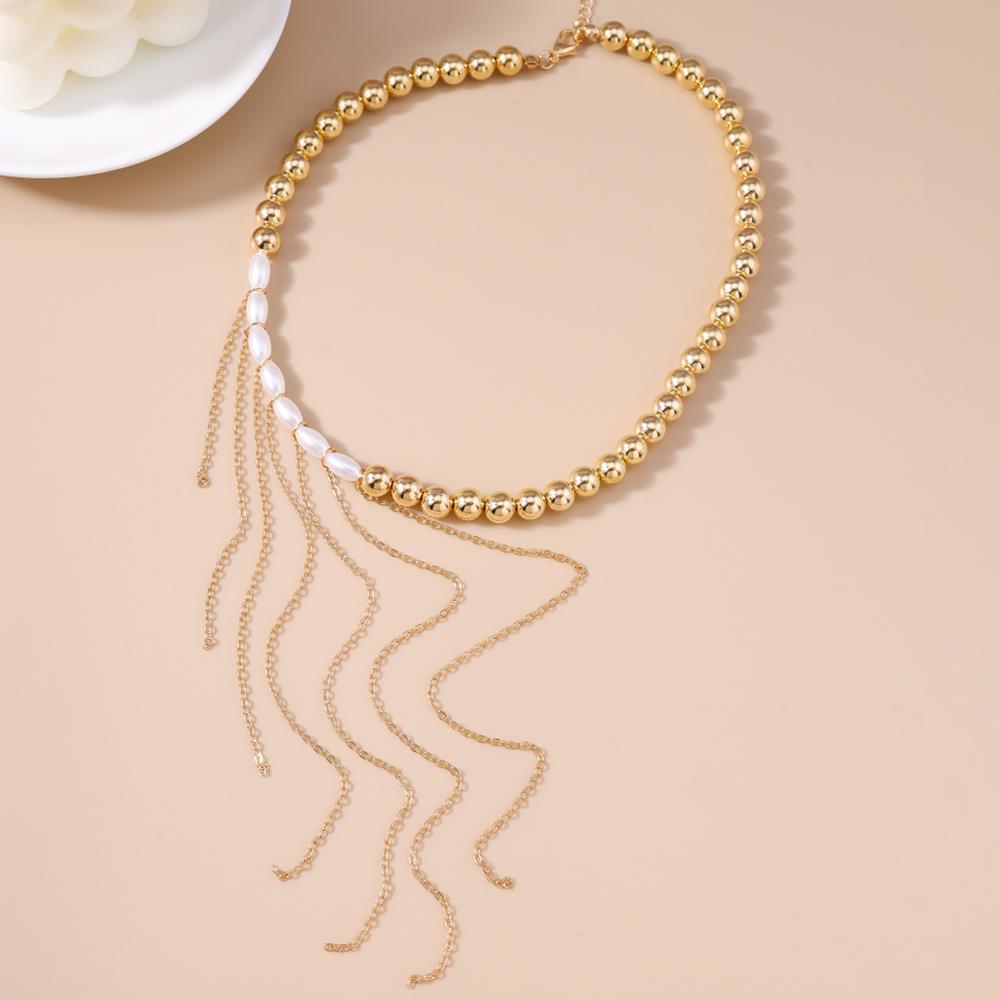 Fashion Pearl Beads Choker Necklaces for Women Girls Chain Tassels Necklace Party Holiday Jewelry Gift