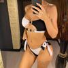 Diament Rhinestone łączenie Bandeau Bikini damski strój kąpielowy kobiety stroje kąpielowe dwuczęściowy zestaw Bikini kąpiel strój kąpielowy pływać