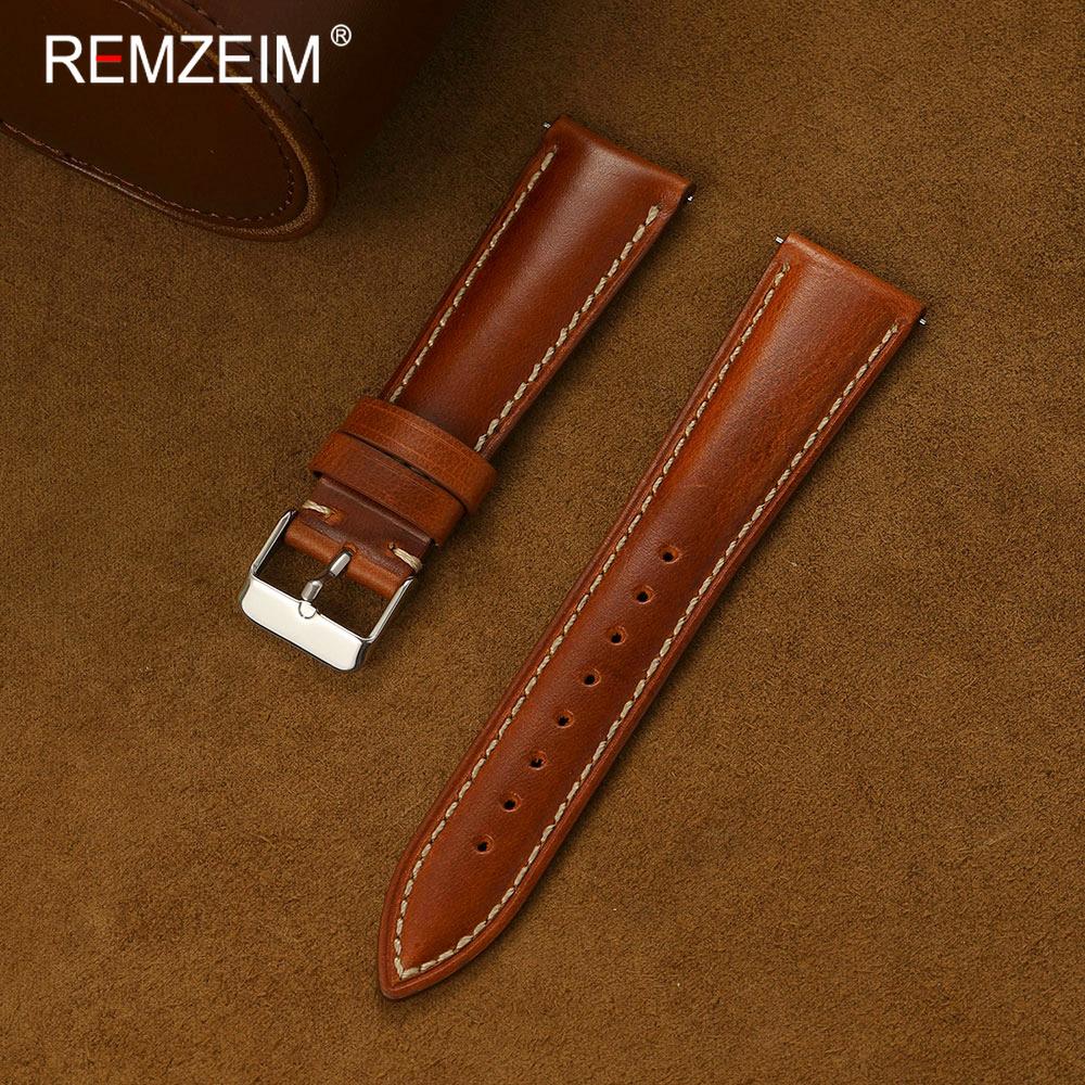 

18mm 19mm 20mm 21mm 22mm Oil Wax Genuine Leather Watch Band Men Quick Release Spring Bar Classic Durable Replacement Strap 18mm светло-коричневого
