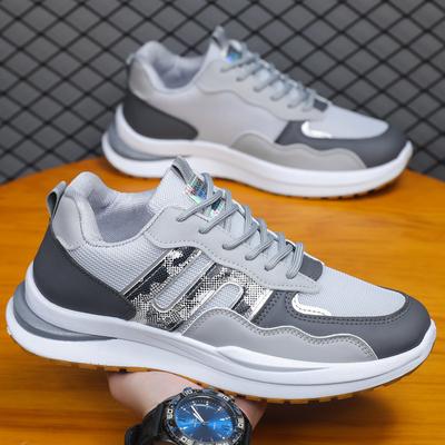Sapatos masculinos de tamanho grande malha respirável sapatos casuais esportivos masculinos com cadarço estudante corrida sapatos masculinos