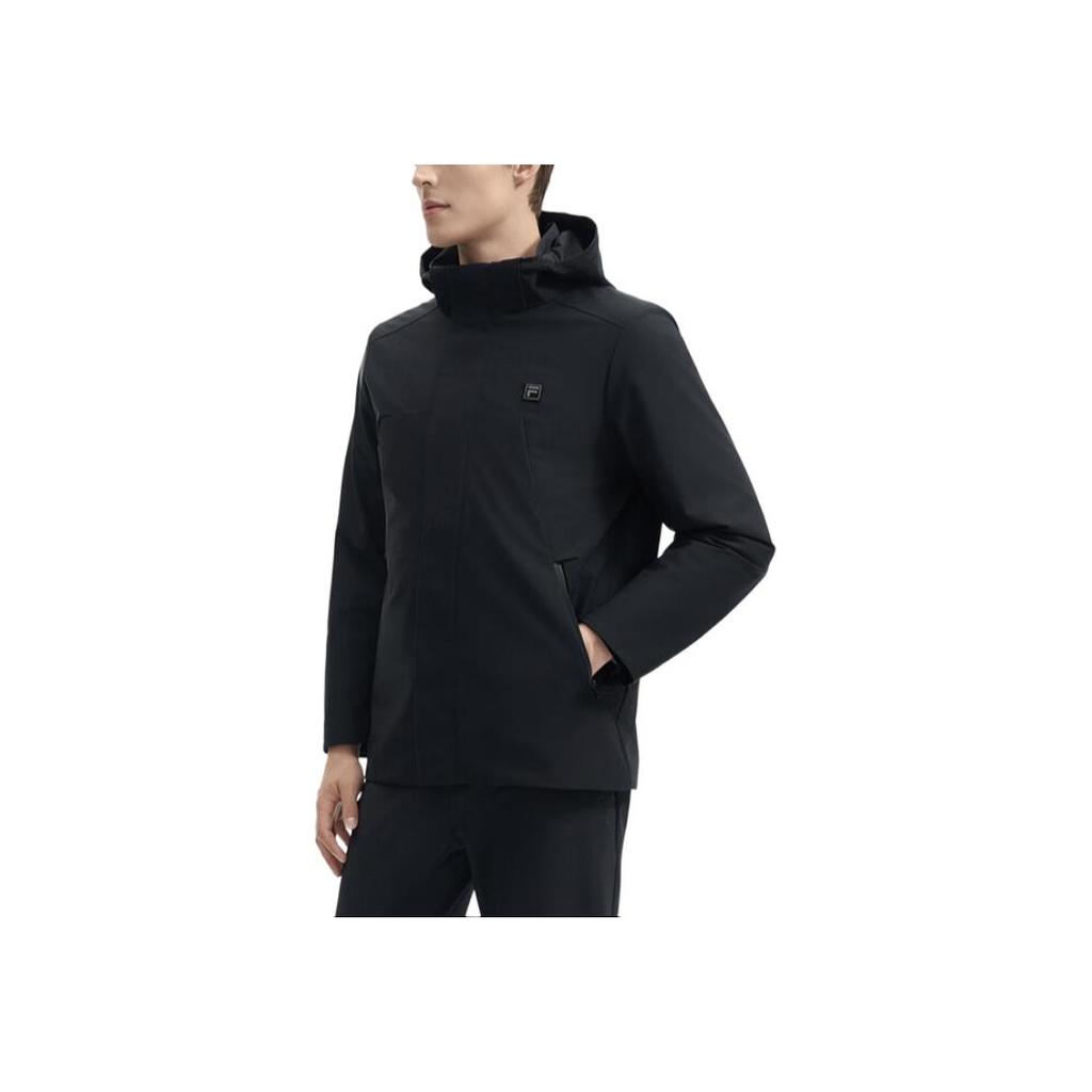 FILA White Solid Color Comfortable Soft Skin-Friendly Warm Three-In-One Down Jacket Men Jacket Black F11M443505F-BK