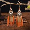 Trendy Ethnic Retro Multicolor Feather Beaded Circle Dangle Earrings