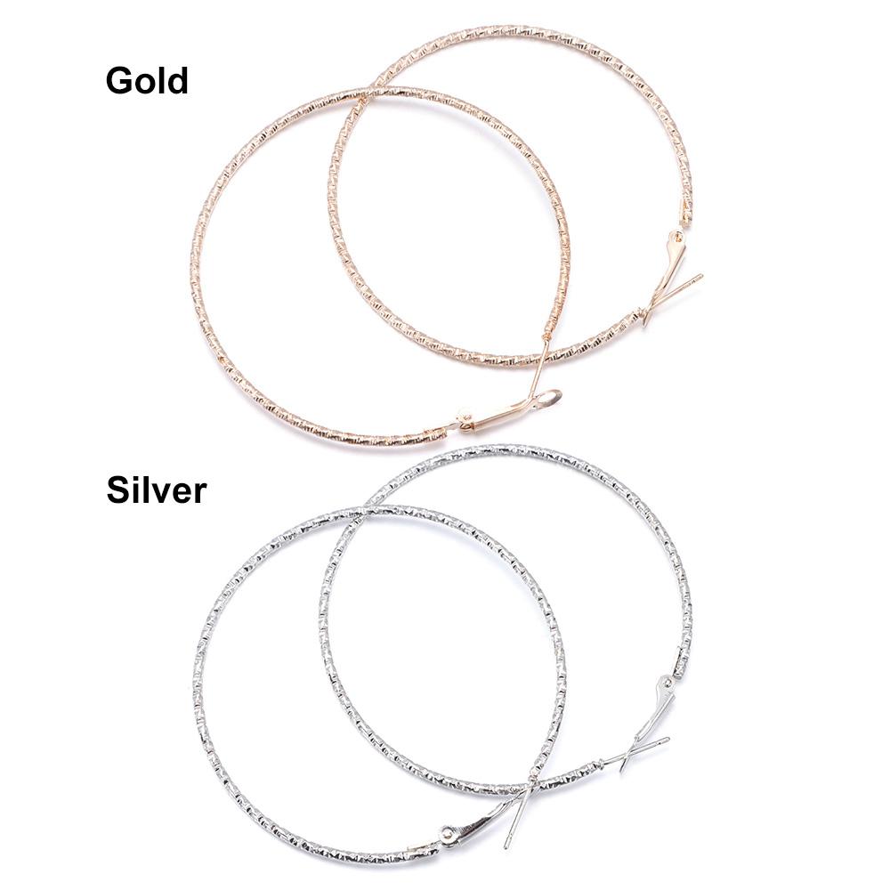 Simple Geometrical Gift Party Jewelry Hoop Earrings Shiny Print Big Circle Earrings