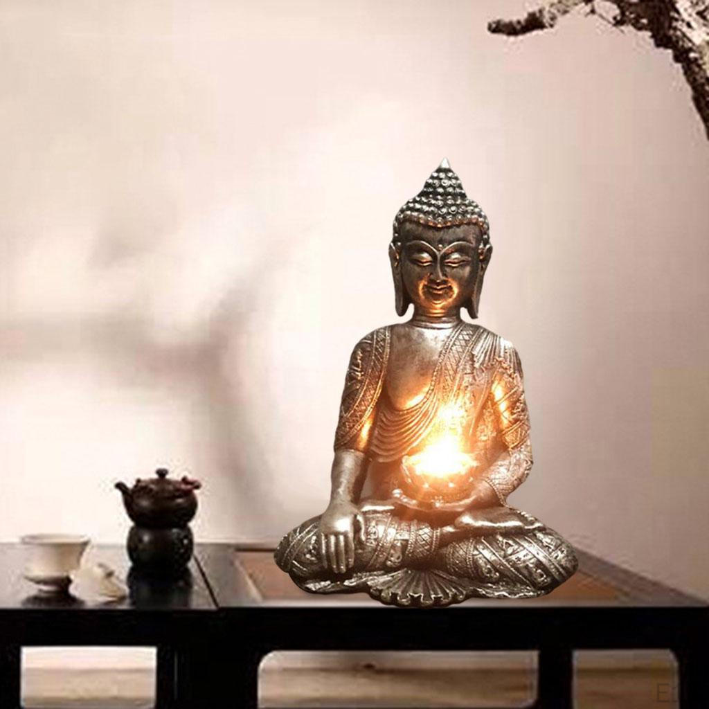 Buddha Holder Tabletop Tealight Decor Statues Collectible Figurines for Relaxing Gift