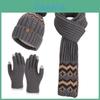 Conjunto de Chapéu Cachecol e Luvas de Tricô de Inverno Para Mulheres Com Térmico Para Usar no Frio