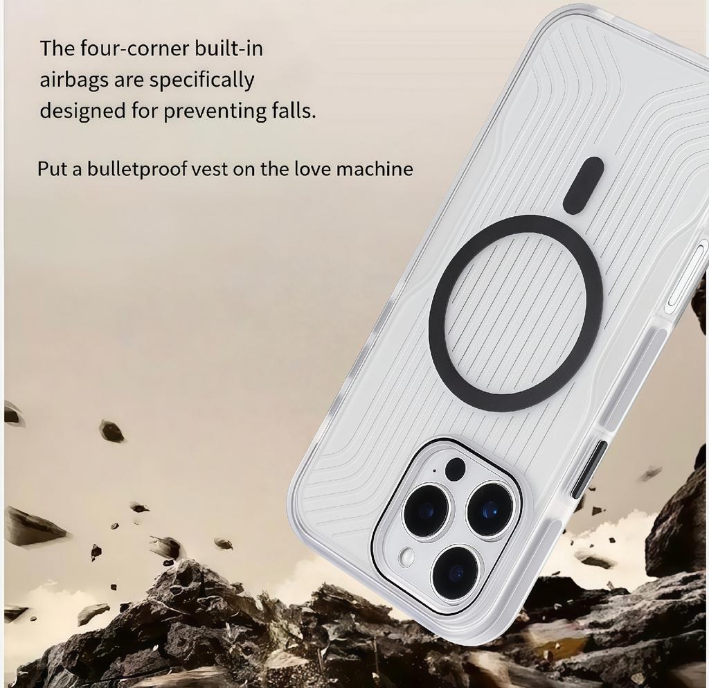 For iPhone 16 Pro Max Magnetic Case TPU PC TPE Shockproof Phone Back Cover