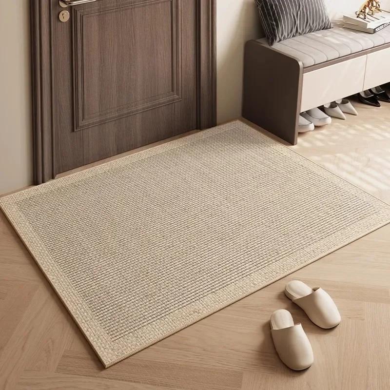 Home Entrance Doormat Modern Log Style Non-slip Porch Floor Mat Japanese Imitation Linen Door Dust Removal Wear-resistant Carpet