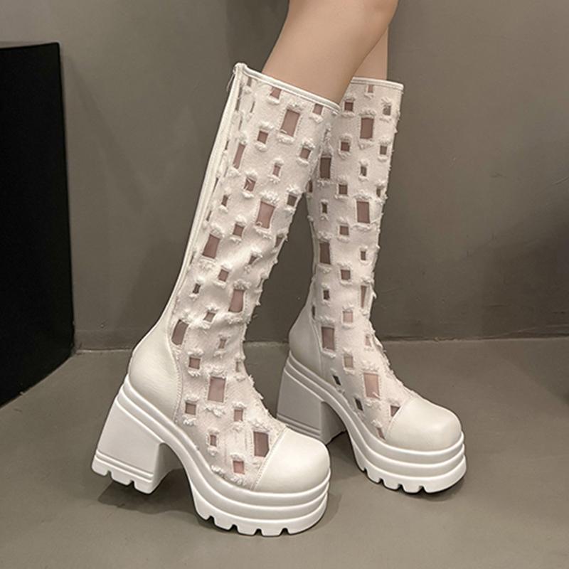 High Heels Women High Boots Chunky Platform Designer Shoes Winter Pumps 2025 Dress New Cozy Chelsea Boots Ladies Zapatos