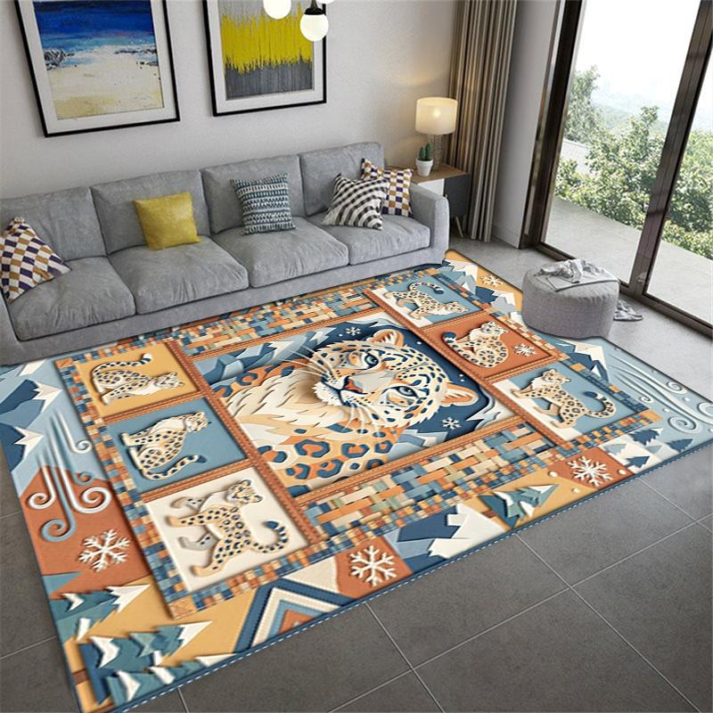 2025 New Snow Leopard Animal Carpet Rug for Living Room Bedroom Home Sofa Decoration,Kids Play Non-slip Floor Mat123