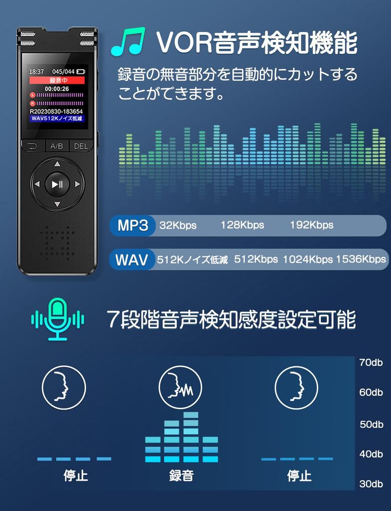52 Hours of Continuous 64GB Large Capacity Voice Recorder with 1536kbps Sound LCD Supports SD Cards up to VOR 4552 Hours of Recording Scheduled Timer