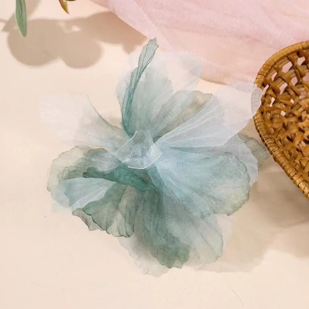 14cm 3D Organza Flowers DIY Silk Flower Lace Patches Applique Wedding Dress Accessories Gradient Lace Trim Sewing Accessories