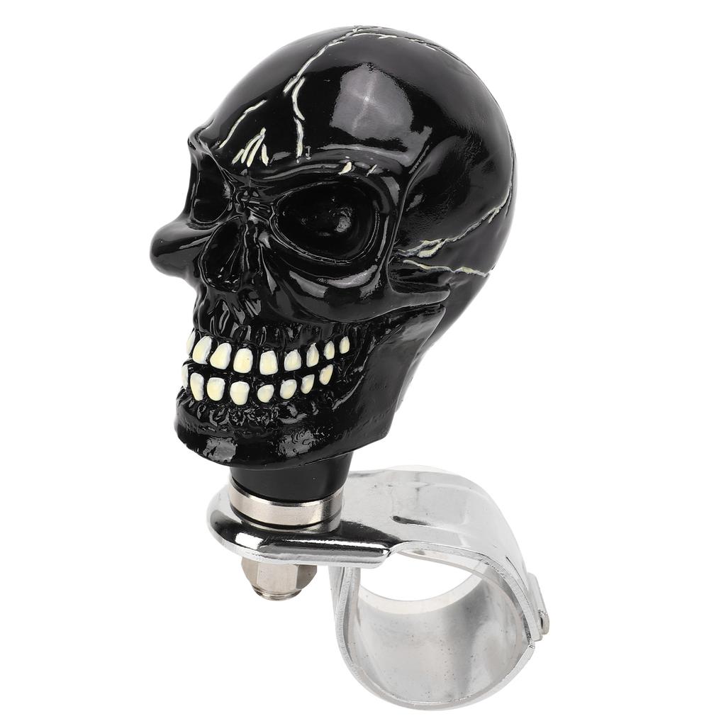 Skull Shape Steering Wheel Knob 3cm Diameter Resin Turn Knob Spinner Booster for Cars Trucks Tractors Boats Black