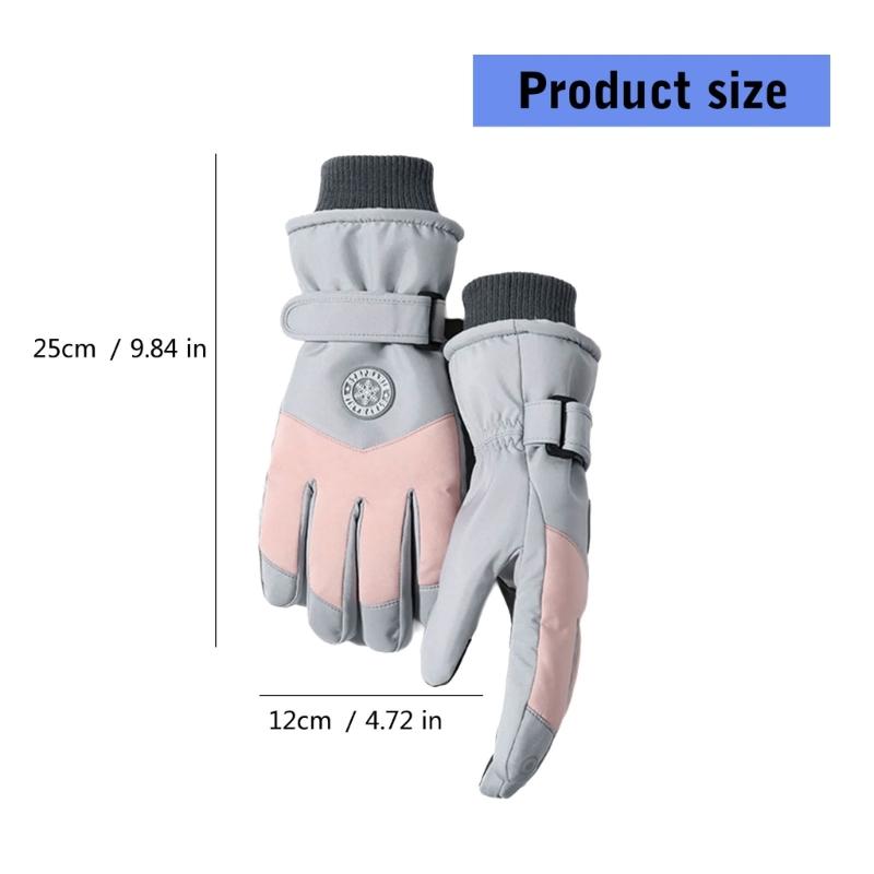 Coldproof Warm Ski Gloves for Female Winter Activity Insulated Gloves for Mountain Climbing Thicken Fleece Hand Warmer