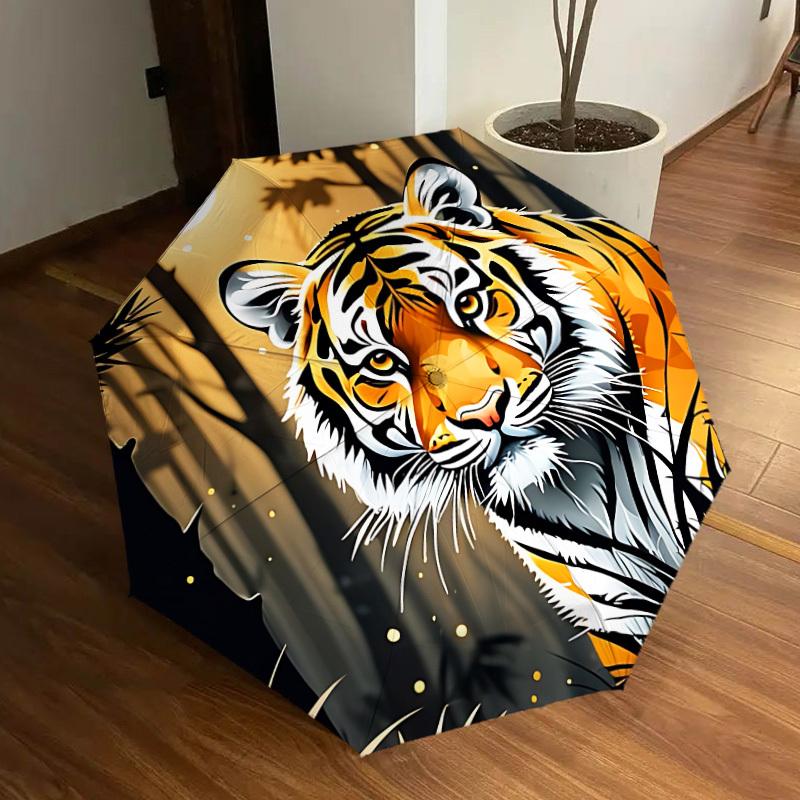 

1pc Tiger Print Automatic Open/Close Umbrella, Folding Compact Umbrella with Lightweight Design for Women/Men yy251011081