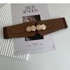 Black Trendy Chunky Waist Cincher Belt For Women With Alloy Buckle For Slimming Effect