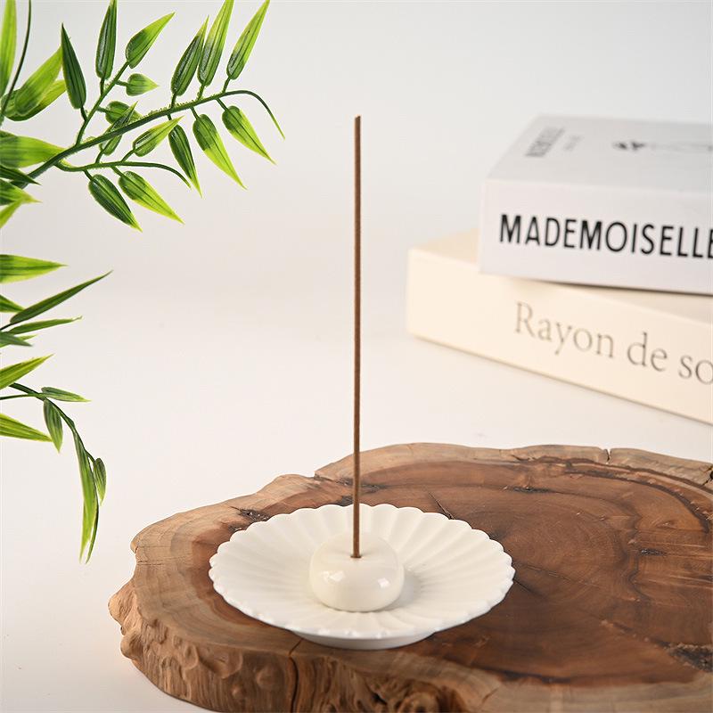 Zen Petal Ceramic Incense Holder - Indoor Tray and Stand Ornament