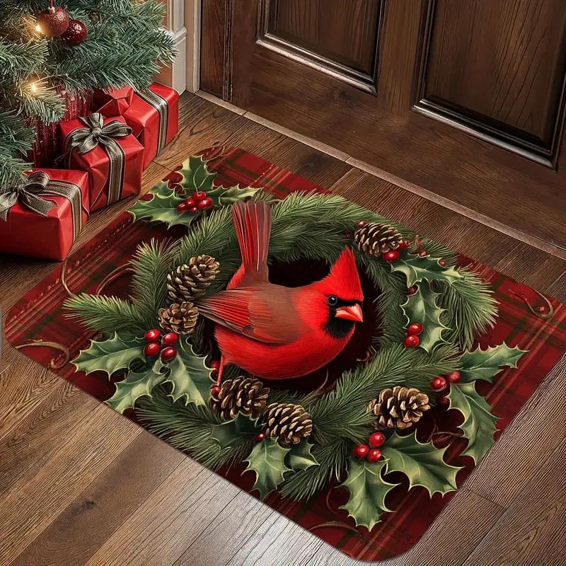 Świąteczna Mata Powitalna Święty Mikołaj Antypoślizgowy Dywanik Podłogowy Zmywalny Sypialnia Kuchnia Wejście Wycieraczka Poliester Dekoracja Domu Dywan