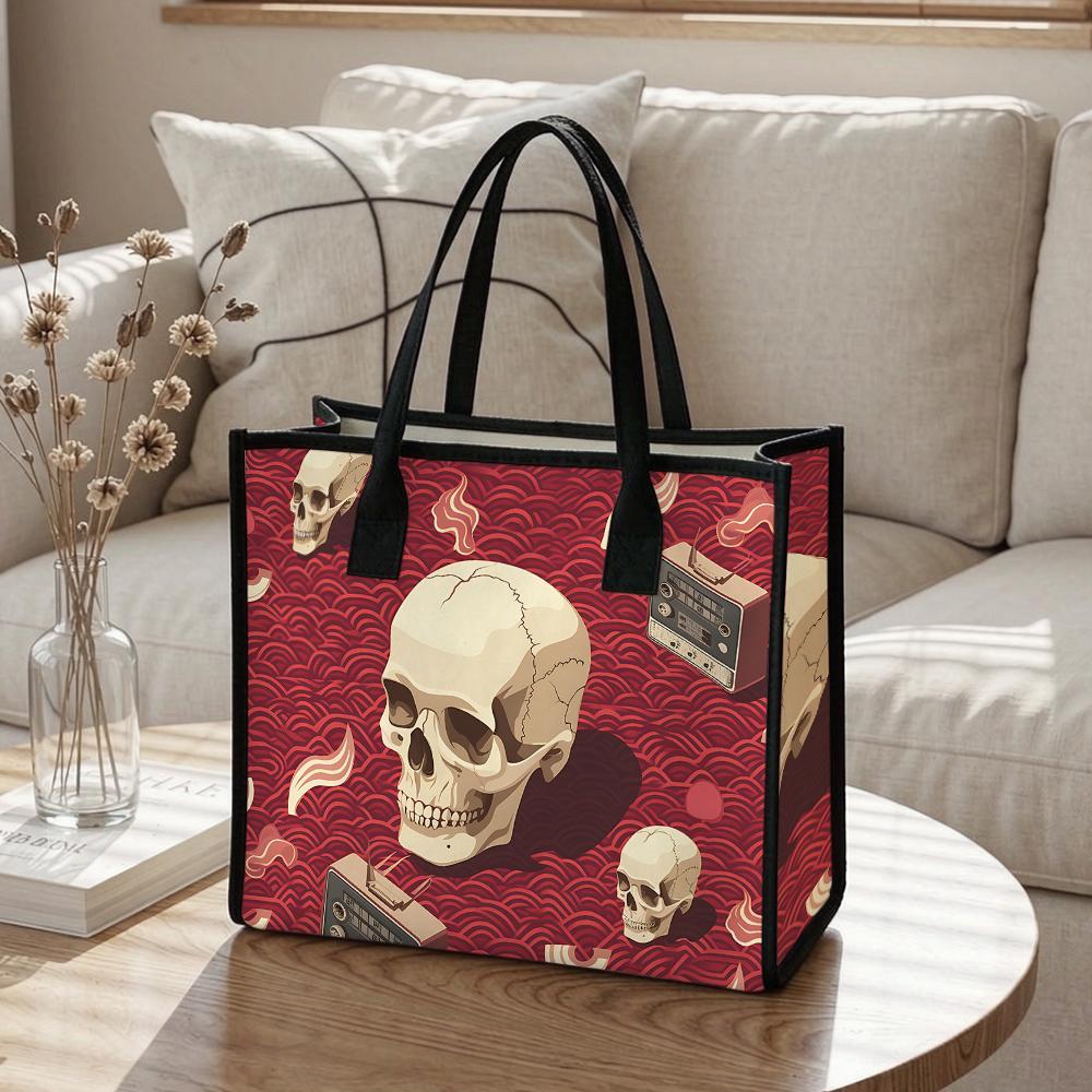 Gothic Skull Pattern Tote Bag Casual Vintage Daily Shopping Bag