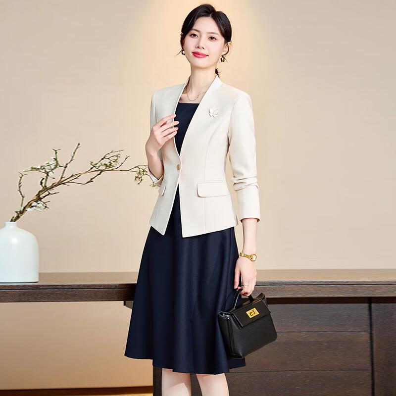 Женский элегантный короткий блейзер и платье, комплект из двух предметов Treloman 2XL