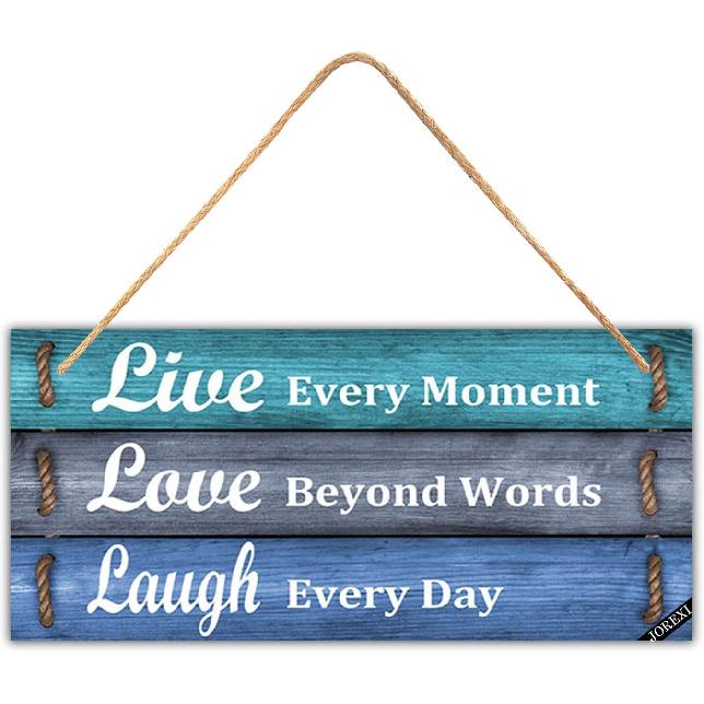 Rustikální nástěnná deska s citátem Žij, miluj a směj se Dřevěný nápis ve stylu farmářského domu Dekorace pro domov, kancelář, svatbu, kuchyň a obývací pokoj 11,8x5,9
