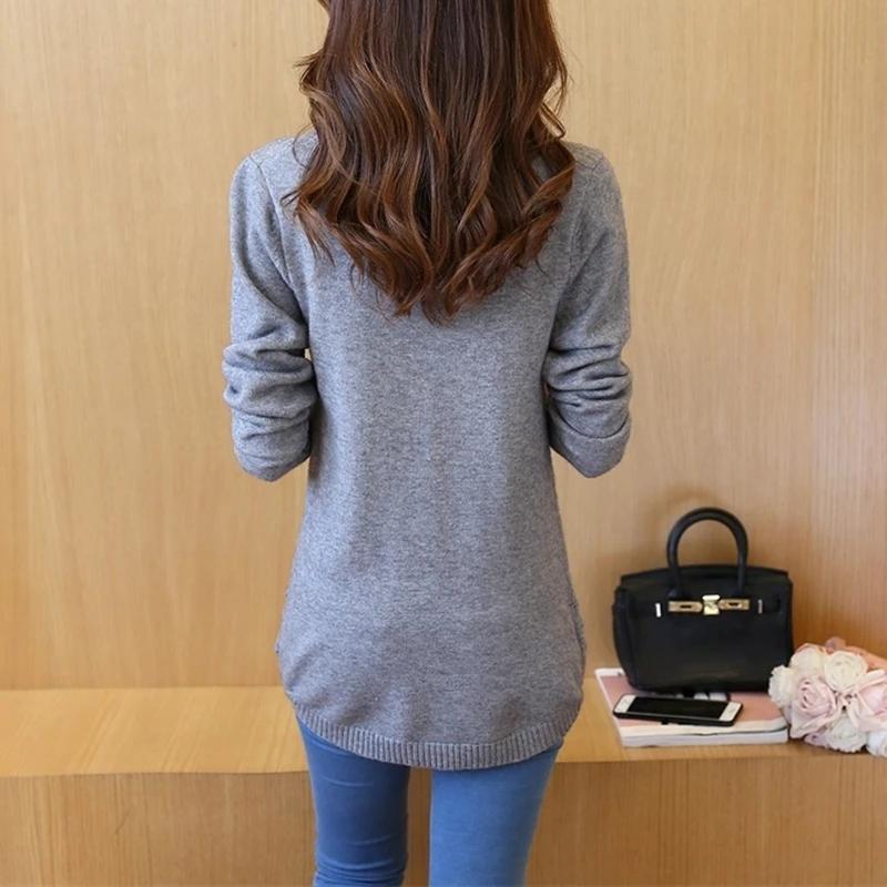 Knitted Jumper Autumn Winter Women's Tops O-neck Long Sleeve Pullovers Casual Warm Women's Sweaters Midi Long Slim Sweater