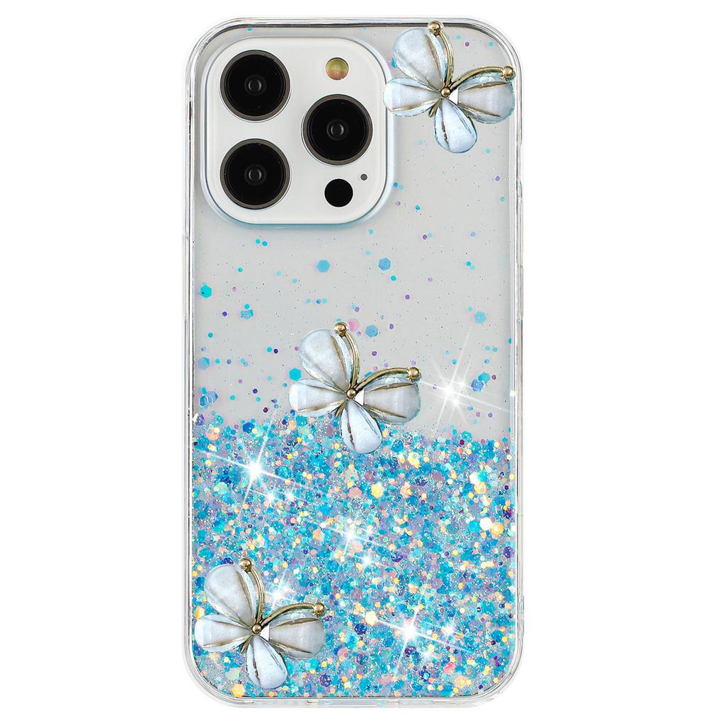 For iPhone 16 Pro Case Aesthetic Butterfly TPU Luminous Starry Phone Cover