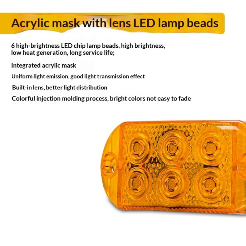 1 Sæt 12-80V Trailer Bil Lastbil Signallampe Indikatorlys 6LEDs Høj Lysstyrke Vandtæt Strobe Lys LED Flash Advarselslys
