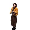 Women's Retro High-Waisted Winter Jacket & Wide-Leg Pants Set