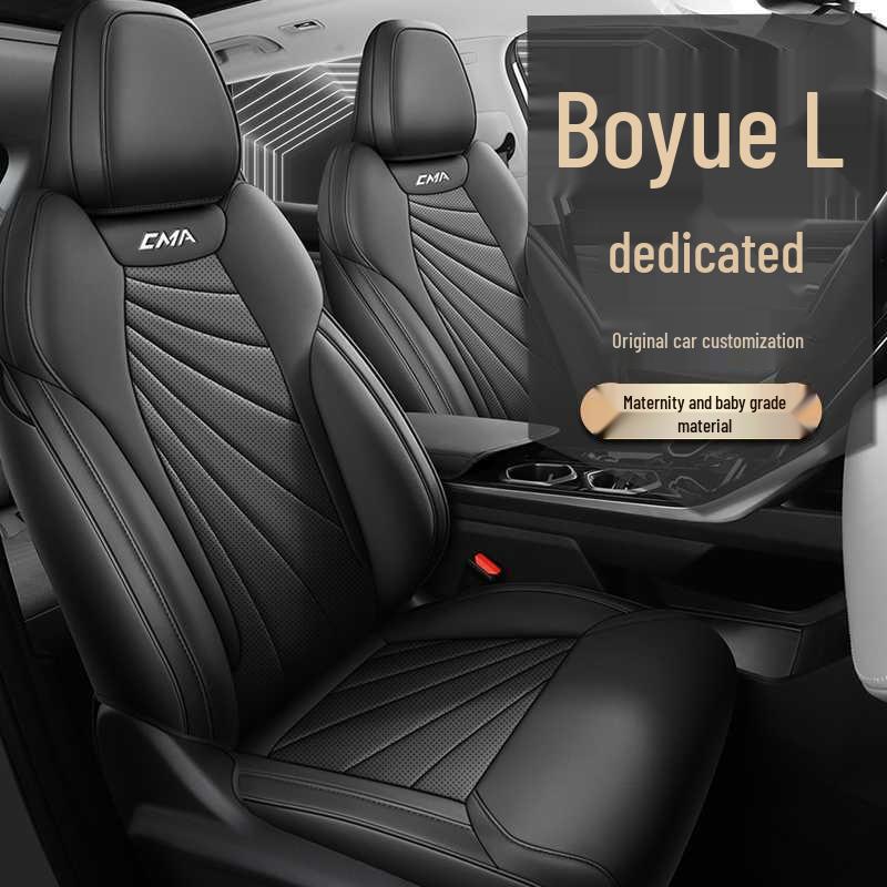 Breathable Perforated Leather Seat Covers for 23-25 Geely Boyue L – Full Coverage, Four-Season Use