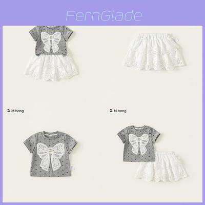 Girl Summer Cotton Twopiece Set With Bow And Lace Details Perfect For Ages 3 To 8