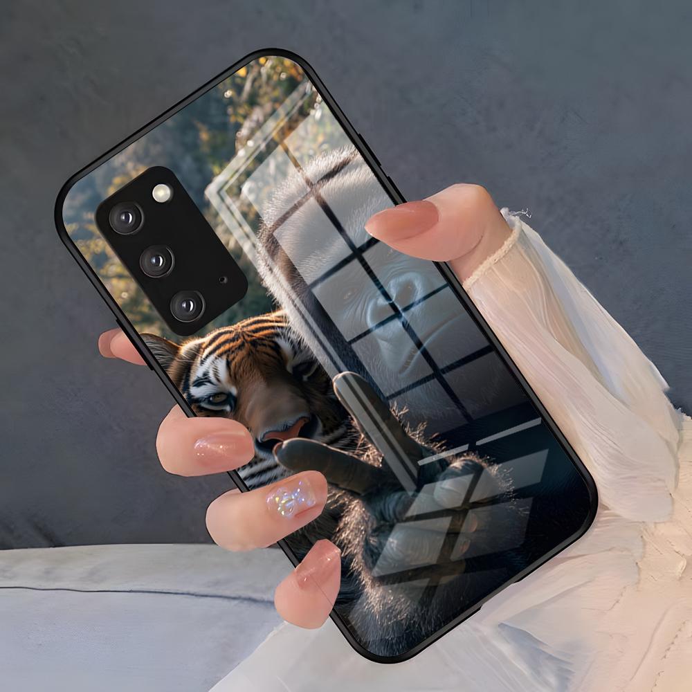 Funny Monkey Phone Case For Samsung S26 S25 Plus S20 S20 Plus S22 Ultra S23 FE S21 Plus S21 Ultra Glass Cover