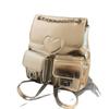 Design Sense Niche Backpack Silver Women's Heart New Fashion Backpack Versatile Chain Bucket Travel Small Bag