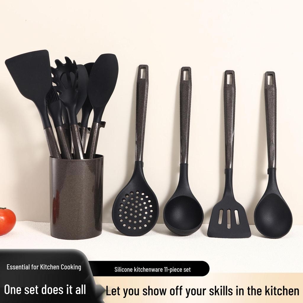 11-Piece Non-Stick Silicone Kitchen Utensil Set: Spatula, Soup Ladle, and Cookware