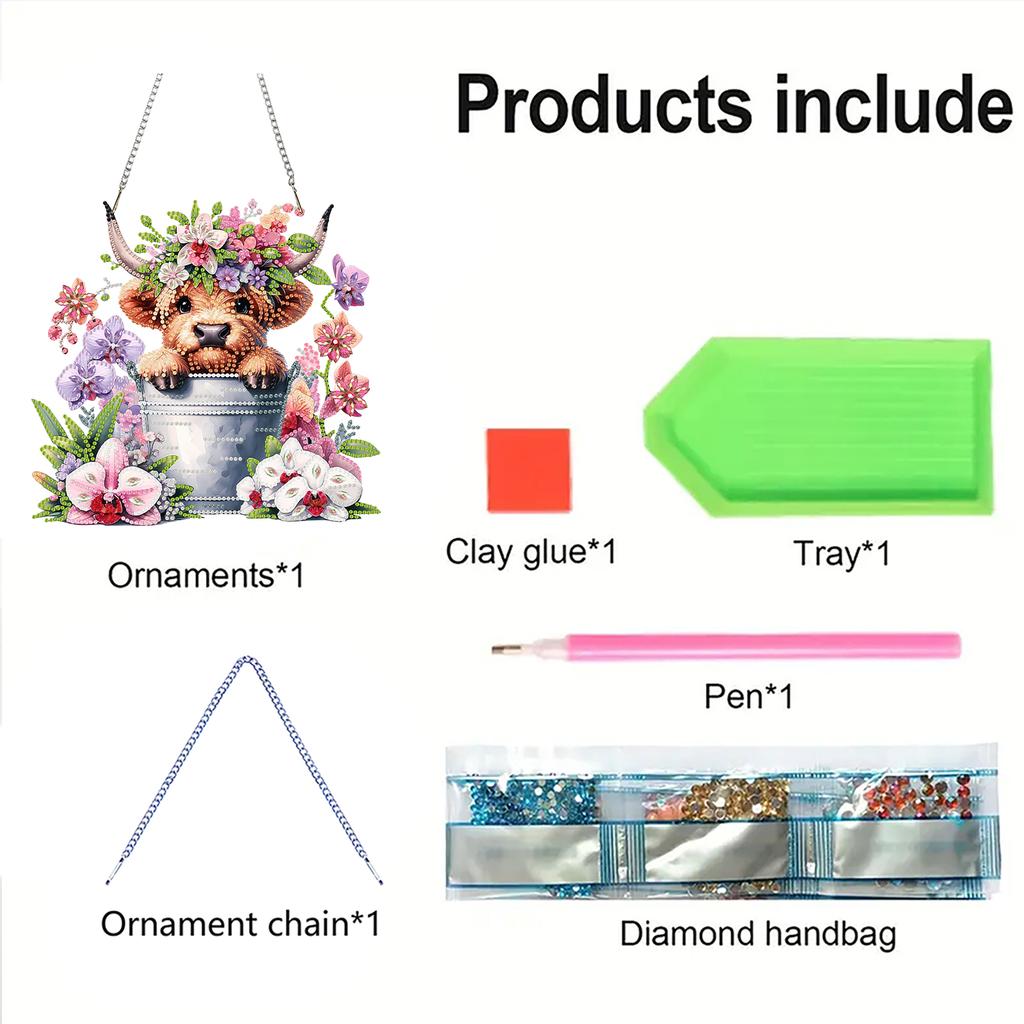 Animal Theme 2D Flat DIY Acrylic Special Shaped Hanging Diamond Art Kits Diamond Painting Kits DIY Home Decor Hanging Charm
