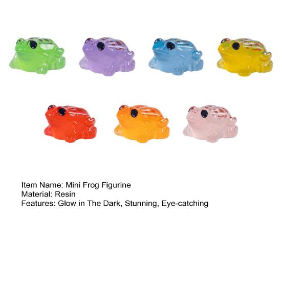 12 Pcs Luminous Mini Resin Frog Figurines Tiny Glow In The Dark Frog Miniature Figures for Moss Landscape Fairy Garden Dollhouse DIY Terrarium Craft
