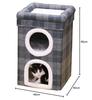 Fujiboeki Pet House/Pet Bed, 2-Room, 40cm Wide X 40cm Deep X 65cm High, Gray, Checkered Pattern, for Dogs and Cats, with Roof Bed, 53720, Small
