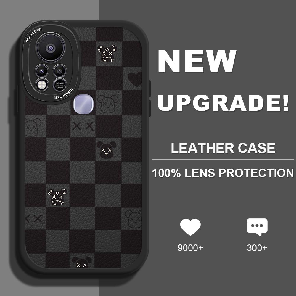 

Тонкий кожаный чехол с рисунком шахматной доски, черный медведь, мягкий силиконовый кожаный чехол для телефона для iPhone Samsung Huawei Honor Xiaomi Redmi OPPO Realme Vivo Vivo Y91C/Y1S чёрный