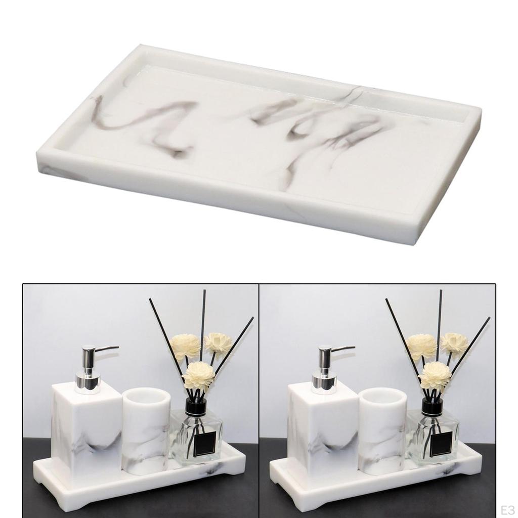 Marble Resin Handmade Bathtub Tray Rectangular Countertop Dish Dispenser for Jewelry Candles Soap