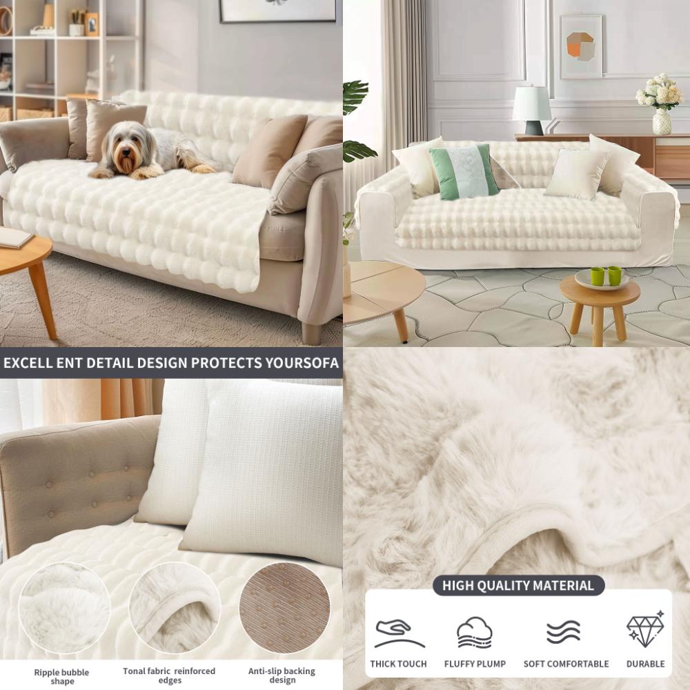 Tykke imitert kaninpels Plysjsofa Glidetrekk Sklisikker myk sofa Håndkle Sofapute til stue Moderne hjemmeinnredning