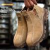 Steel Toe Slip On Work Shoes Anti Smash Anti Puncture Leather Safety Boots For Construction Electric Welder