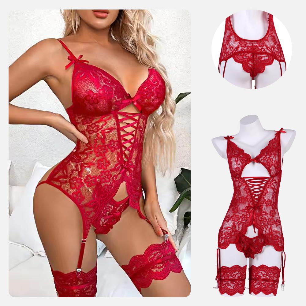 Lace Sexy Lingerie for Women Transparent Hot Porno Erotic Underwear Exotic Bra Set and Garter Lingerie Sexy Hot Porn Sleepwear