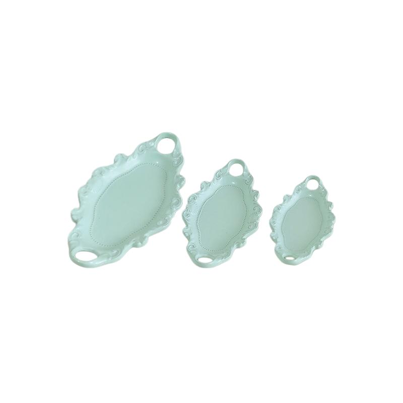 

3Pcs Simulation Dollhouse Double Ear Plate Mini Dessert Elliptical Plate Miniature Kitchen Dishes Toys For Doll House Decor A4