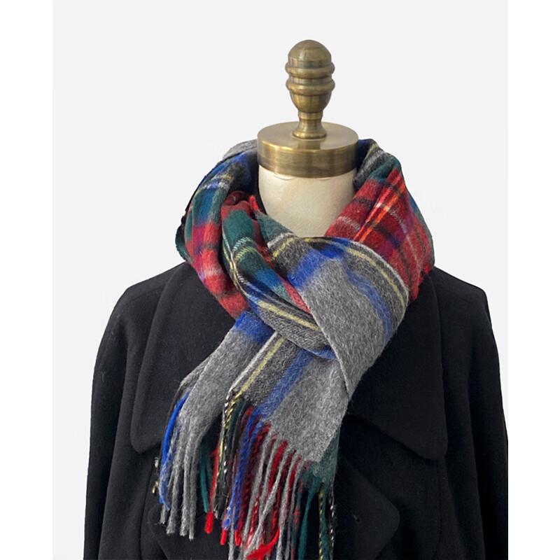 VICTORIA&VERA Women's British Plaid Color-Block Tassel Wool Scarf